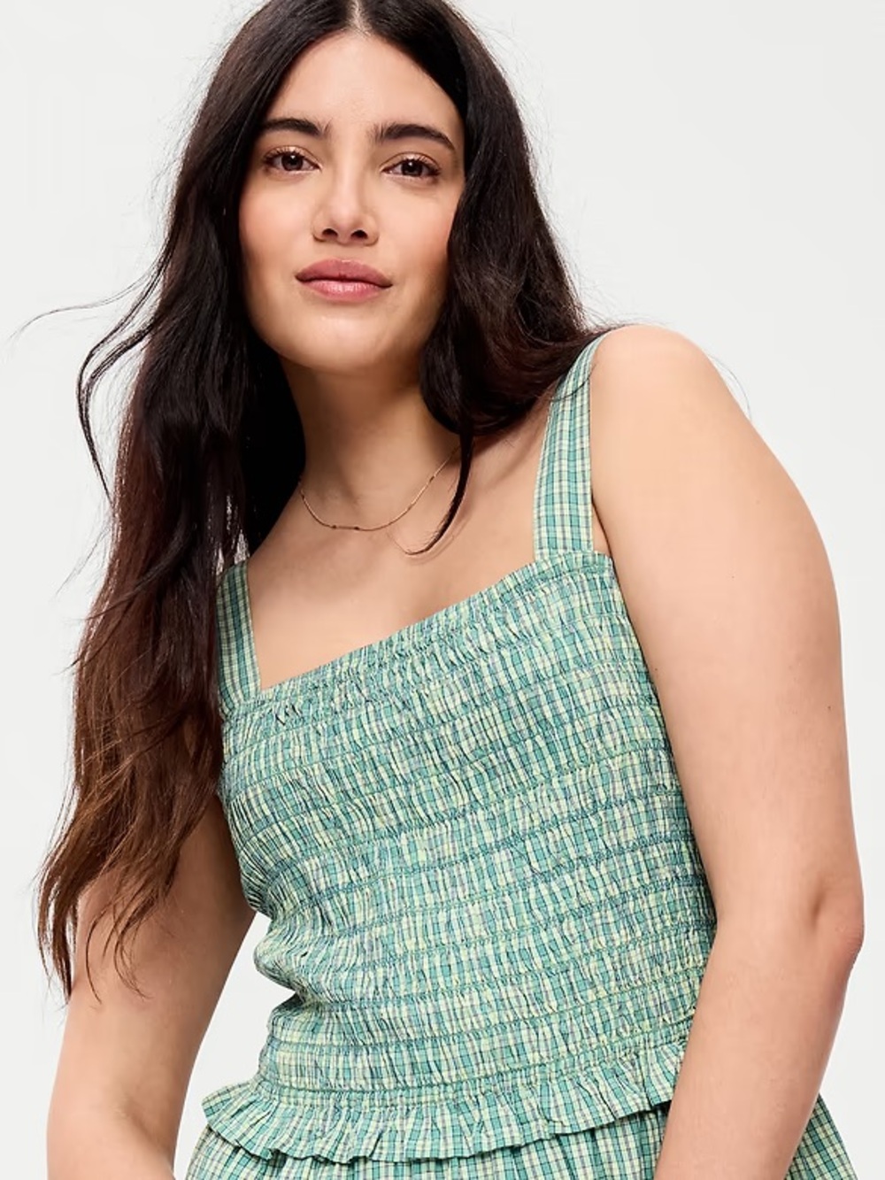 NWT! Old Navy Green Plaid Fit & Flare Smocked-Bodice Midi Dress - XL 🪙 - Picture 3 of 6